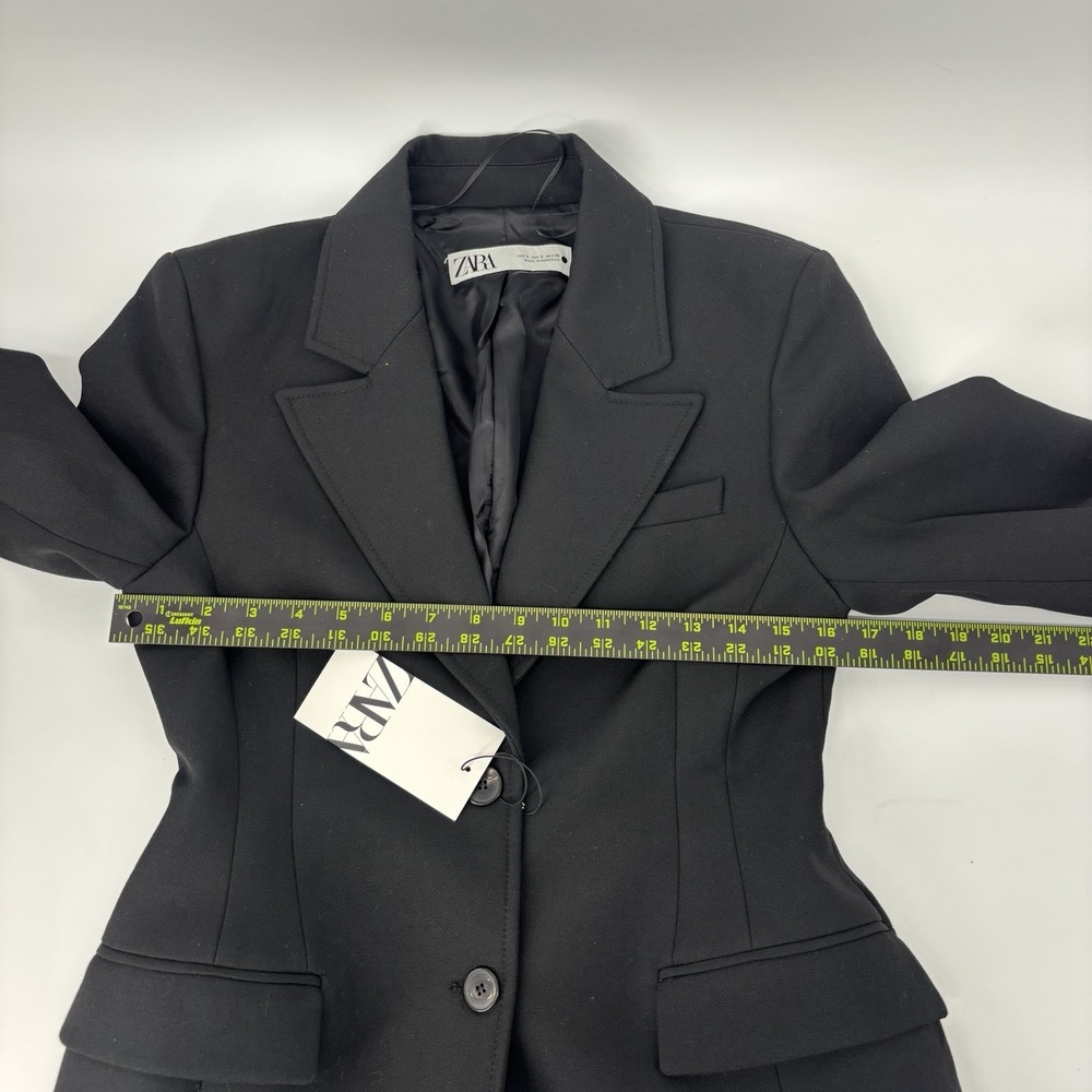 Zara Cinched Waist Blazer Black Women's Size Small New With Tags - Picture 9 of 10